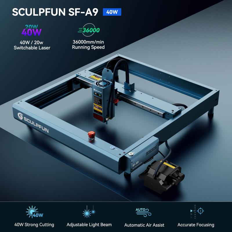 Sculpfun Router SCULPFUN SF-A9 40W Laser Engraver and Cutting Machine – Sculpfun Europe