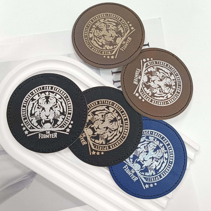 50 PACKS Laser Engraved Marking Faux Leather Patch