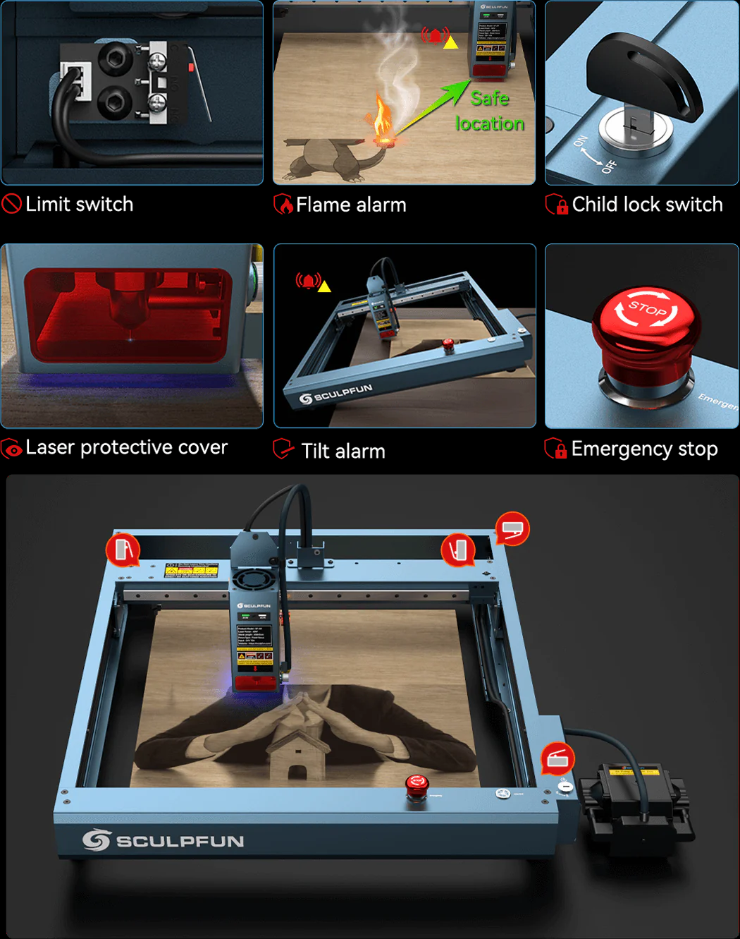 SCULPFUN SF-A9 20W Laser Engraver and Cutting Machine SCULPFUN SF-A9 20W Laser Engraver and Cutting Machine