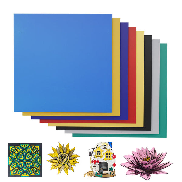 Multi-Color Plywood Sheets – 8pcs 30x30cm 3mm, DIY & Laser-Safe