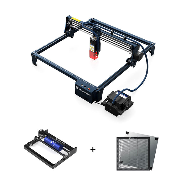 Skulpfun S30: 5W Laserstecher + Rotary Roller + 40*40 cm Wabenplatte