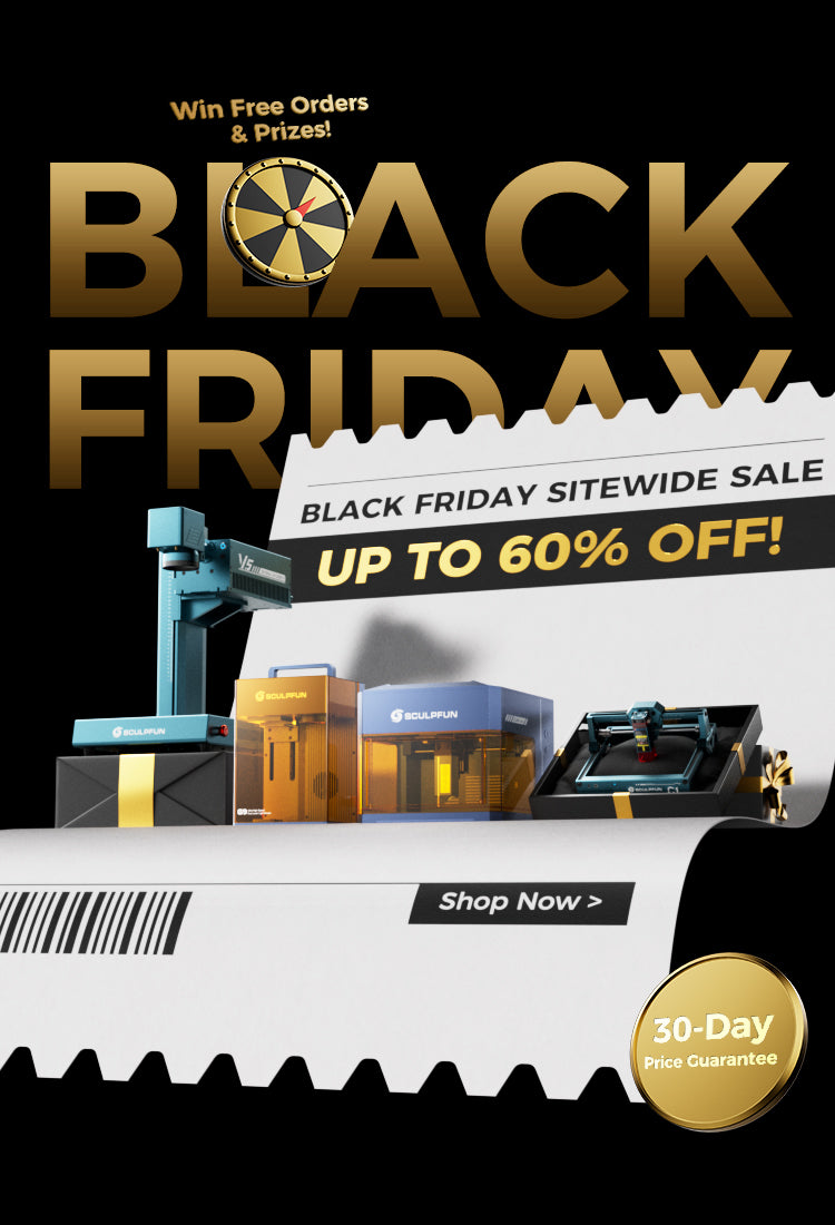 Black Friday Storewide Sale Banner (Black Background): Enjoy up to 60% off, 30-day price guarantee, plus enter our prize draw for a chance to win a free order!