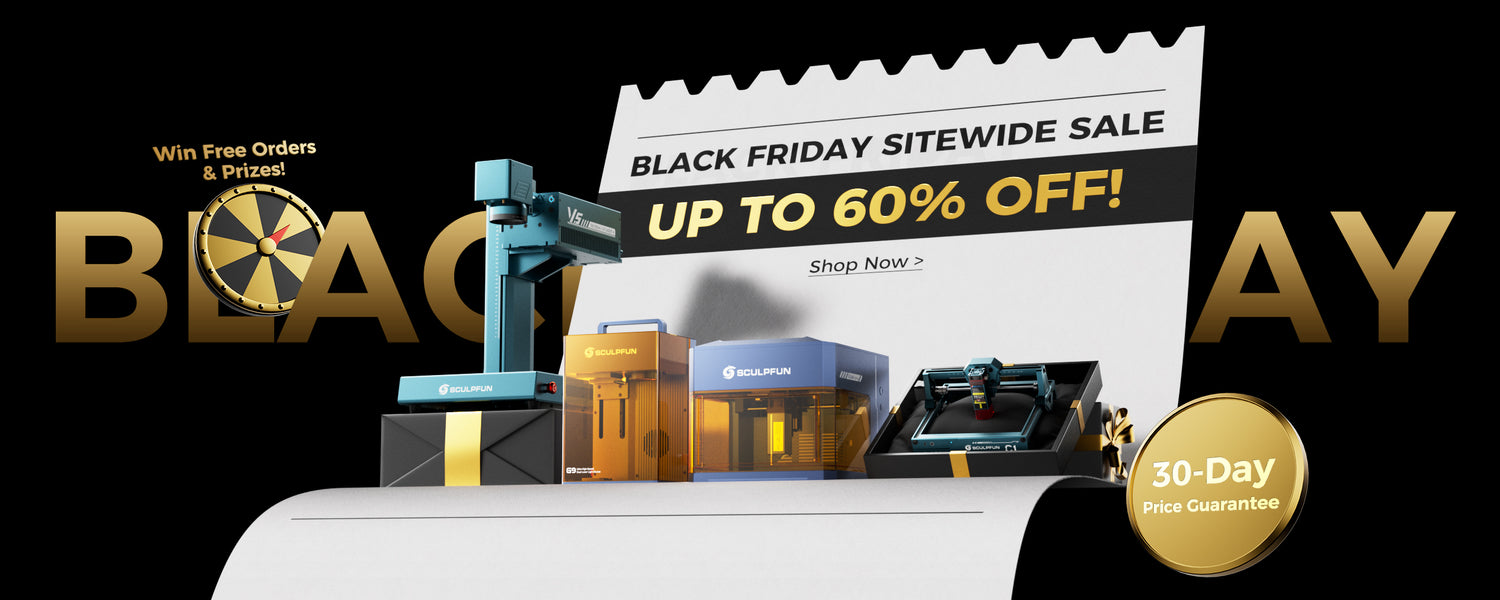 Black Friday Storewide Sale Banner (Black Background): Enjoy up to 60% off, 30-day price guarantee, plus enter our prize draw for a chance to win a free order!